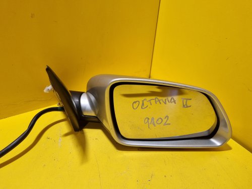 PRAVÉ ZRCÁTKO ŠKODA OCTAVIA II, STŘÍBRNÉ 9102, DLOUHÉ , ELEKTRICKÉ - 18018