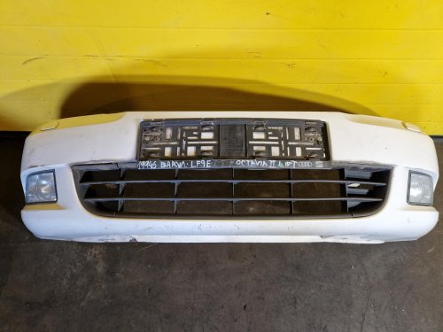 PŘEDNÍ NÁRAZNÍK ŠKODA OCTAVIA II, BÍLÝ LF9E, S MLHOVKAMI, S OSTŘIKOVAČI, FACELIFT - 19946