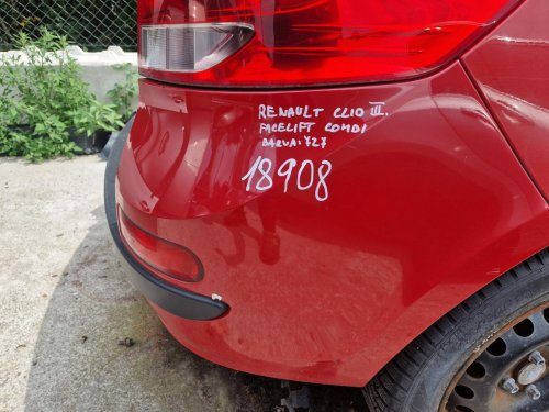ZADNÍ NÁRAZNÍK RENAULT CLIO III, FACELIFT, ČERVENÁ 727, KOMBI - 18908